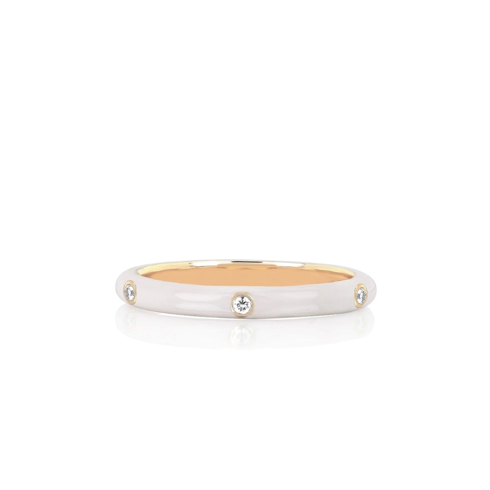 3 Diamond & White Enamel Ring EF Collection